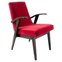 Fauteuil rouge vintage du XXe siècle par Mieczyslaw Puchala, années 1960