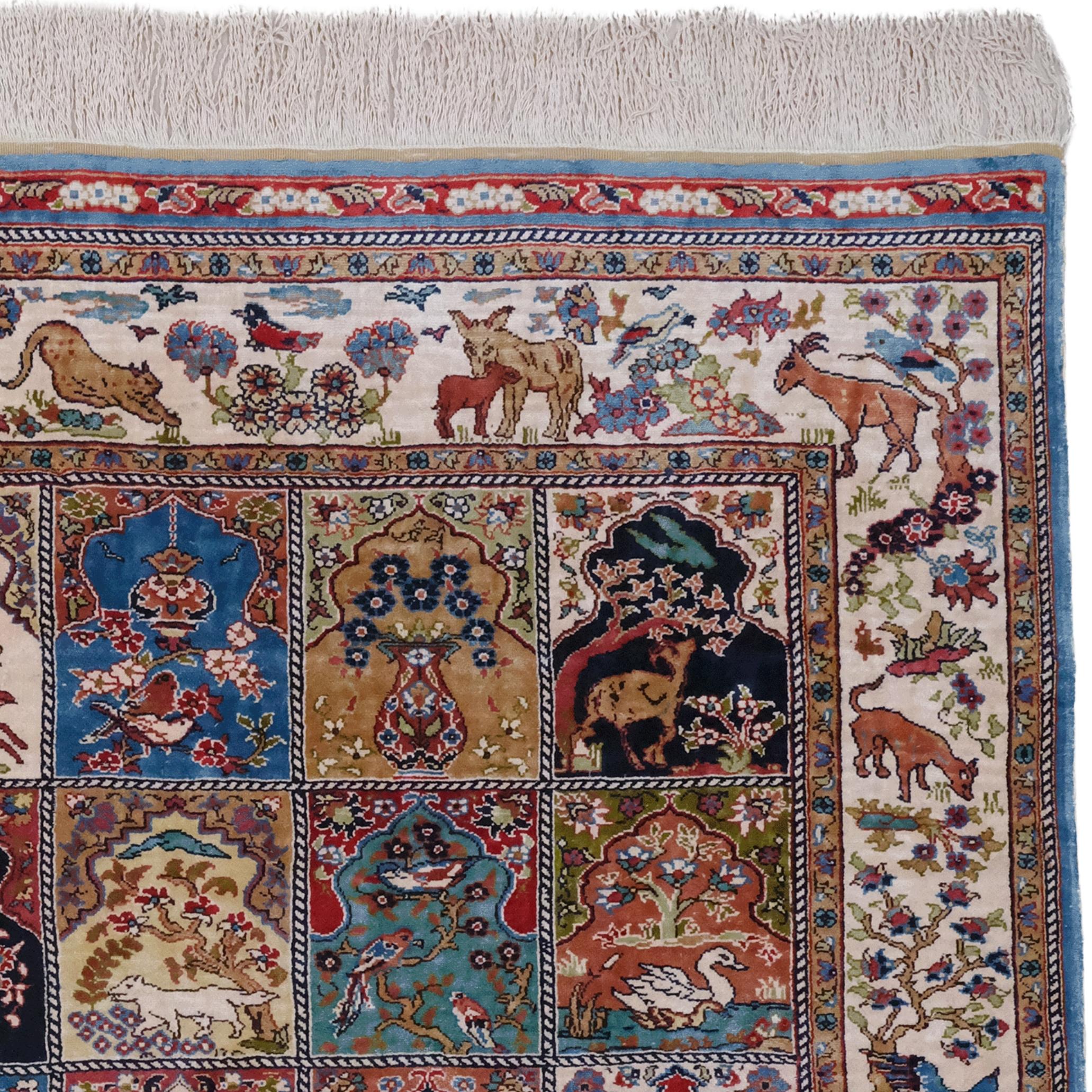 Tissé à la main Tapis de soie Kayseri Vintage du 20ème siècle en vente
