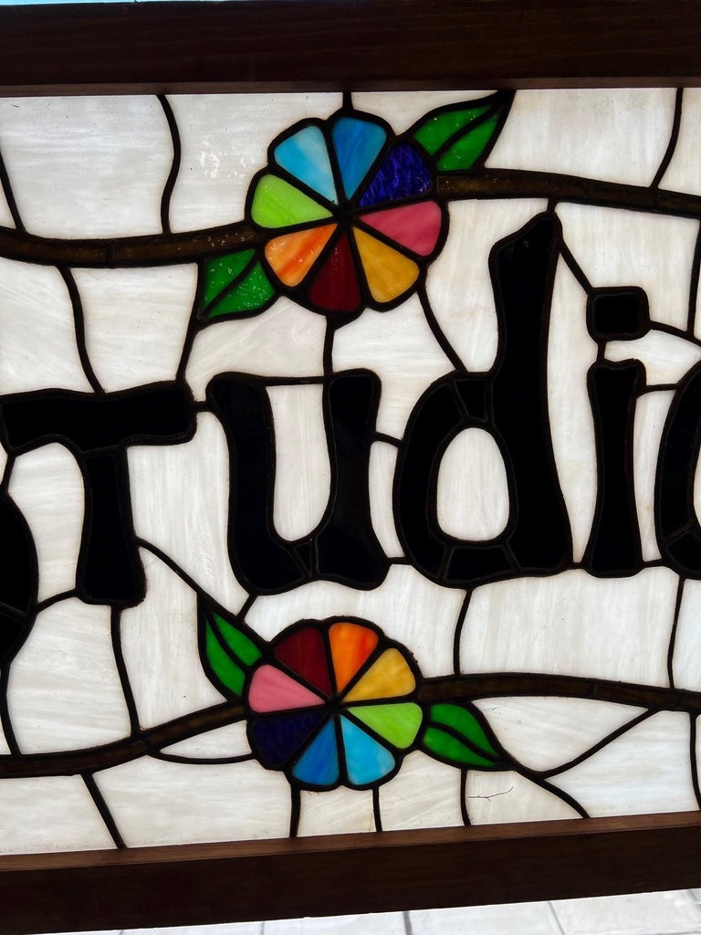 20th Century Vintage Stained Glass Window Rainbow Studios For Sale at 1stDibs
