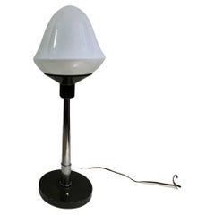 20th Century Vintage Table Lamp, Milk Glass Shade and Metallic Rod