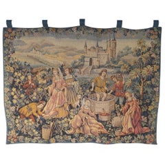 20th Century Vintage Tapestry Wall Hanging by Marc Weymel Wine Making Subject