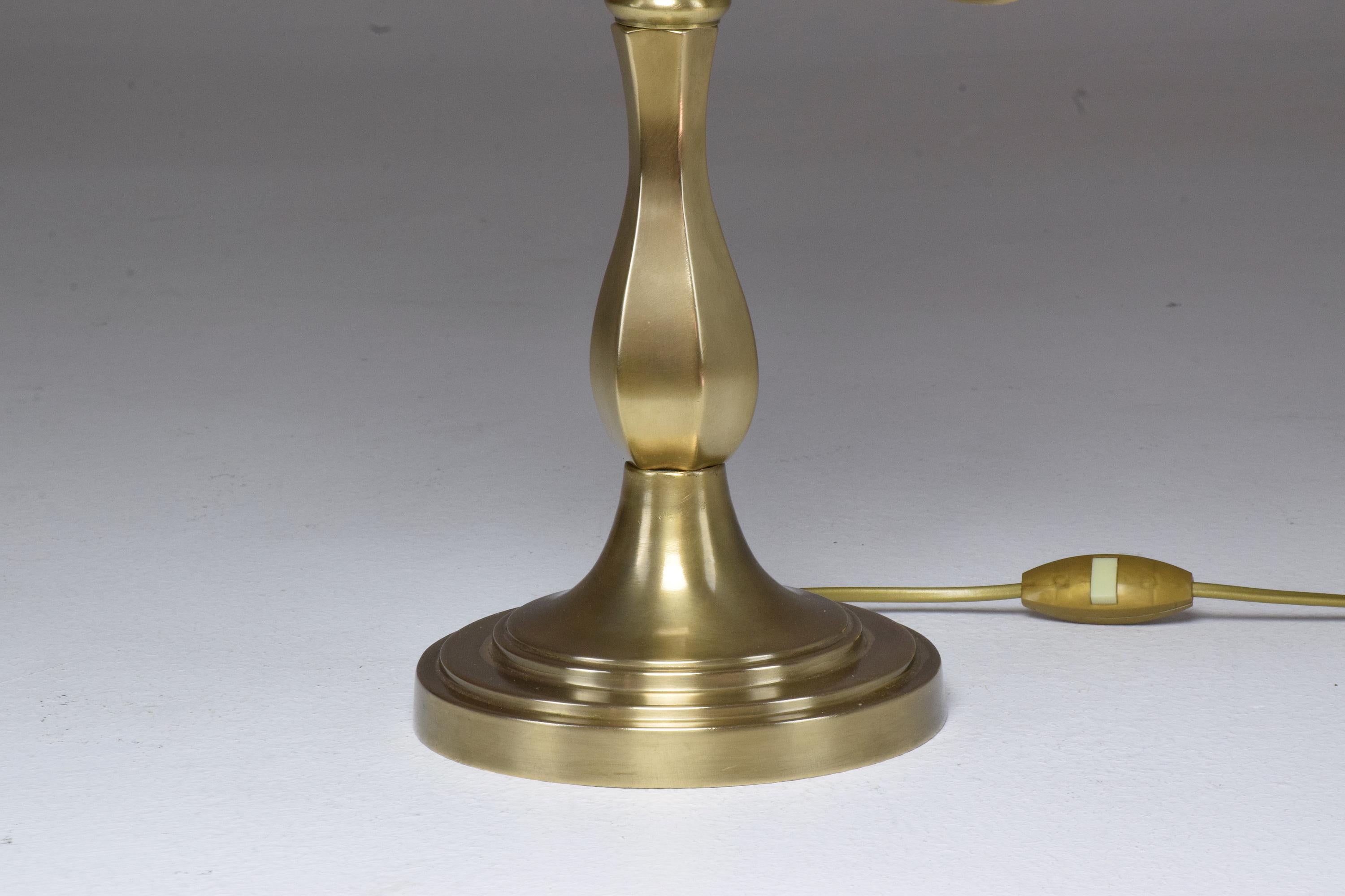 Glass 20th Century Vintage Three-Light Brass Table Lamp, 1960s