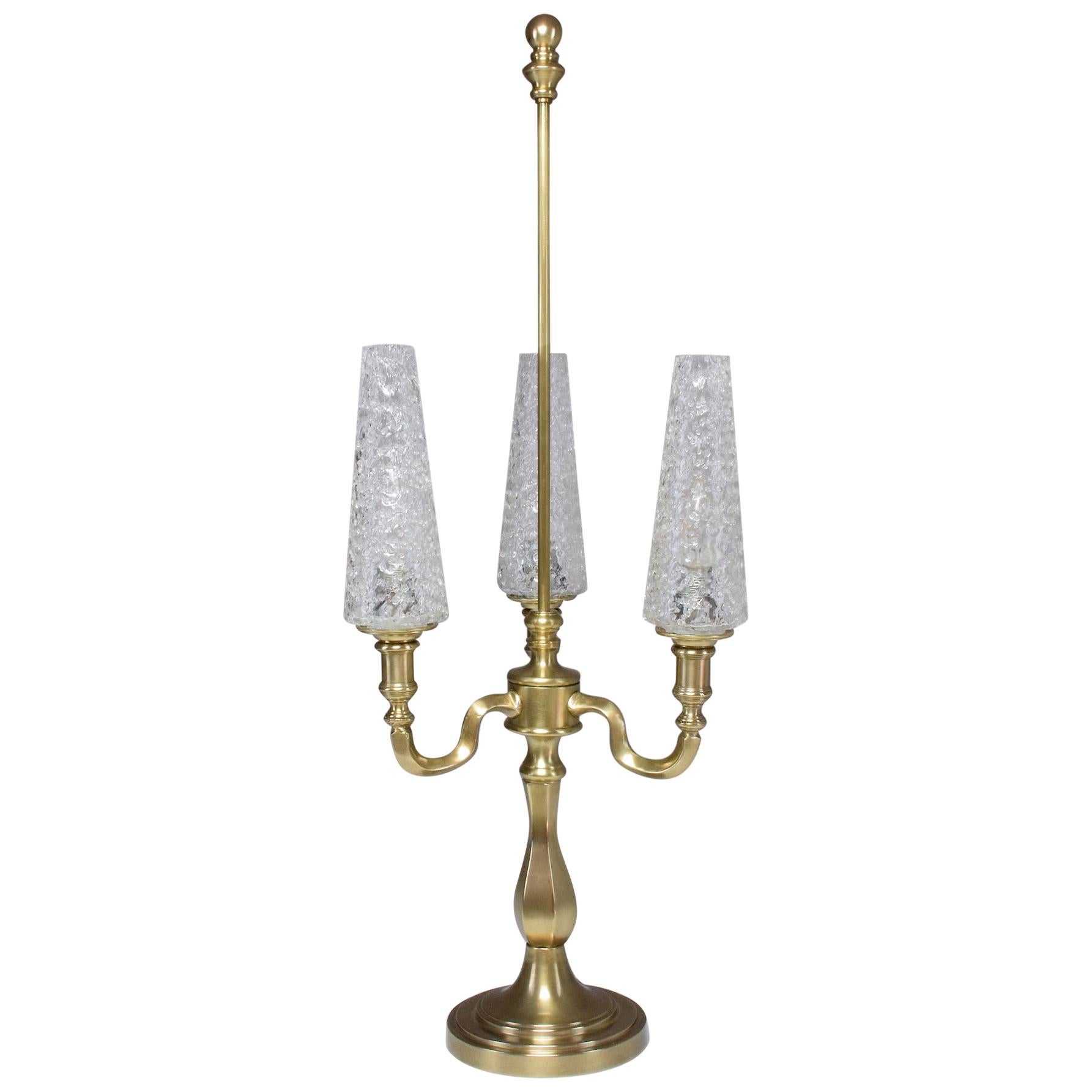 20th Century Vintage Three-Light Brass Table Lamp, 1960s