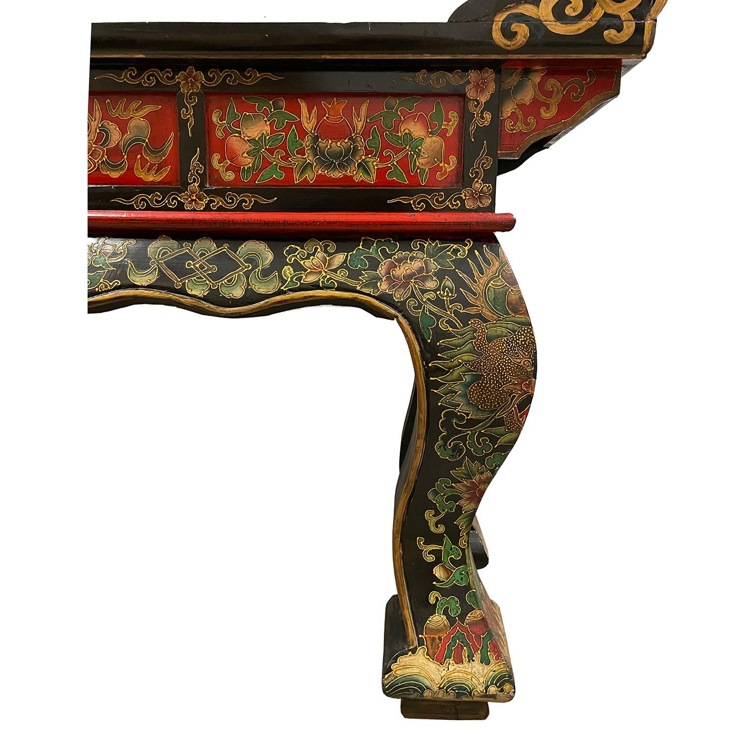 20th Century Vintage Tibetan Massive Painted Altar Table, Console For Sale 7