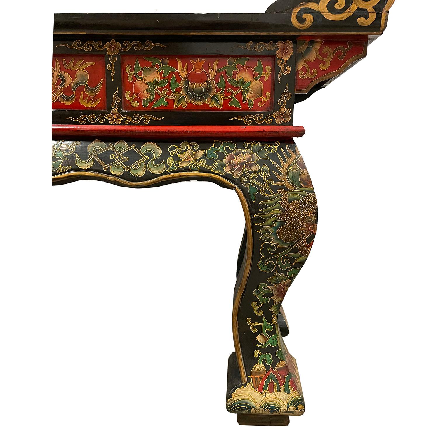 Tavolo d'altare tibetano massiccio dipinto del 20° secolo, console in vendita 3