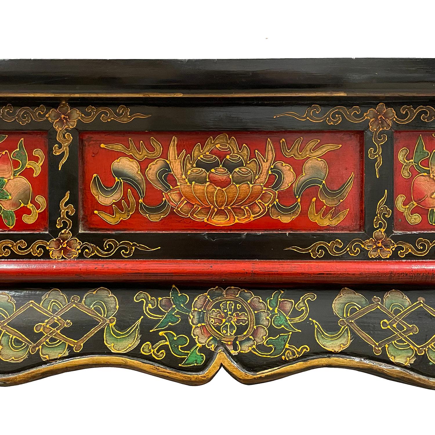 20th Century Vintage Tibetan Massive Painted Altar Table, Console For Sale 8