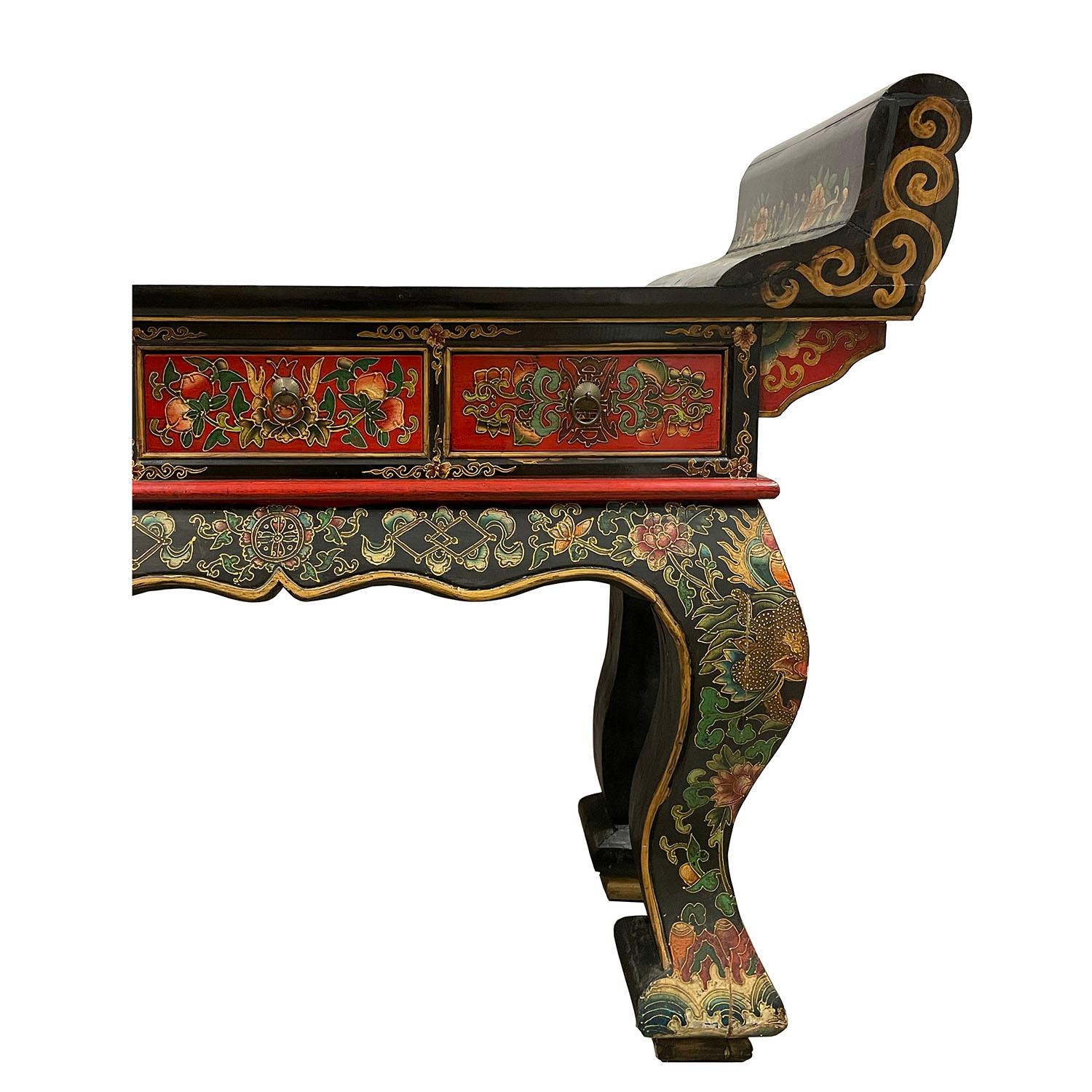 20th Century Vintage Tibetan Massive Painted Altar Table, Console For Sale 1