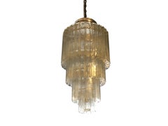 20th Century Italian Vintage Four Tiered Murano Glass Chandelier, Nickel Light
