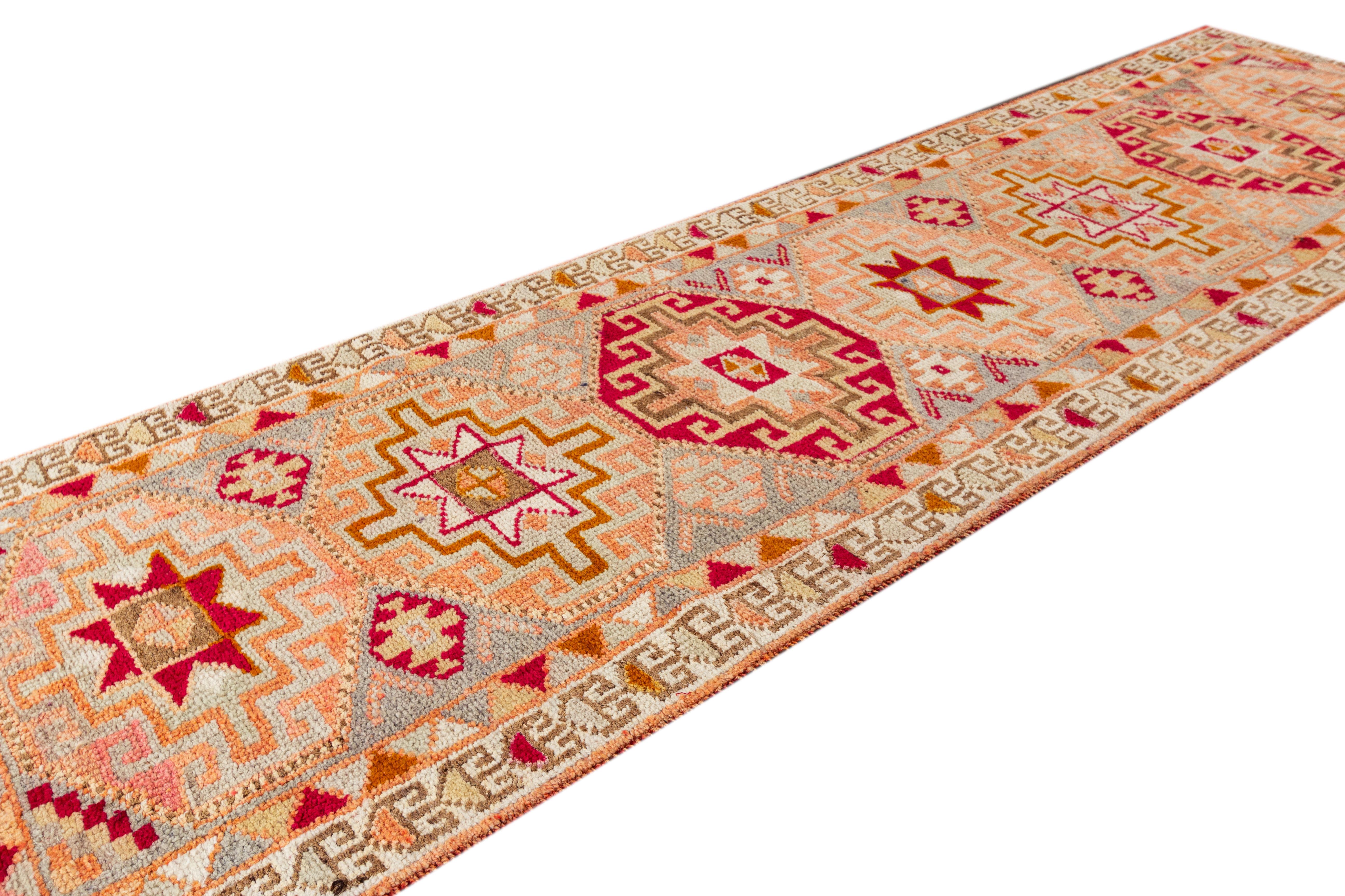 Hand-Knotted 20th Century Vintage Turkish Anatolian Runner Rug, 3'1