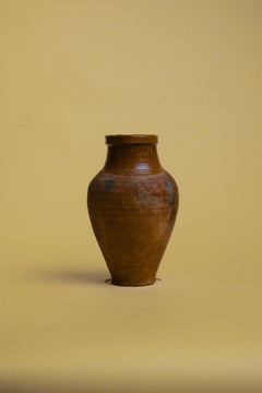 20th Century Vintage Turkish Earth Clay Jug, Rustic Handcrafted Pottery