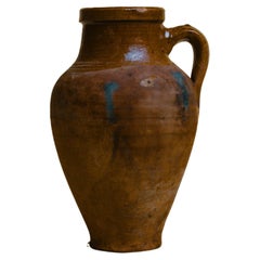 20th Century Vintage Turkish Earth Clay Jug, Rustic Handcrafted Pottery