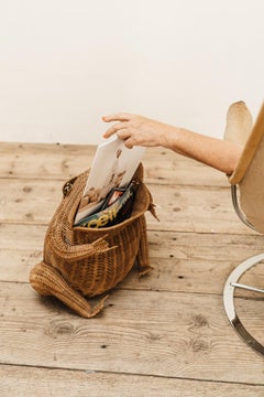 20th Century Vintage Wicker "Frog" Magazineholder