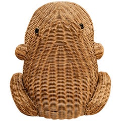 20th Century Vintage Wicker "Frog" Magazineholder