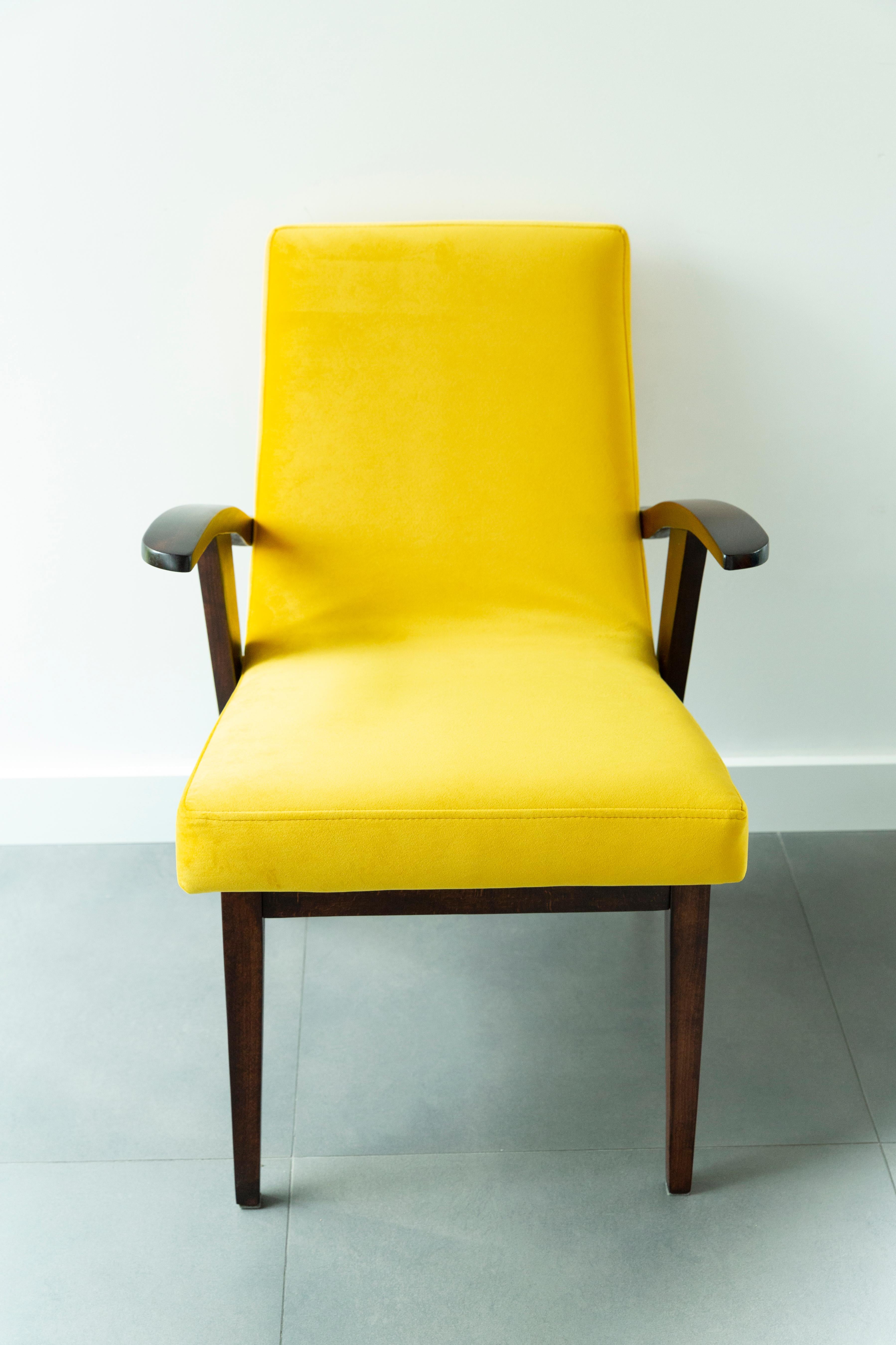20th Century Vintage Yellow Armchair by Mieczyslaw Puchala, 1960s In Excellent Condition For Sale In 05-080 Hornowek, PL