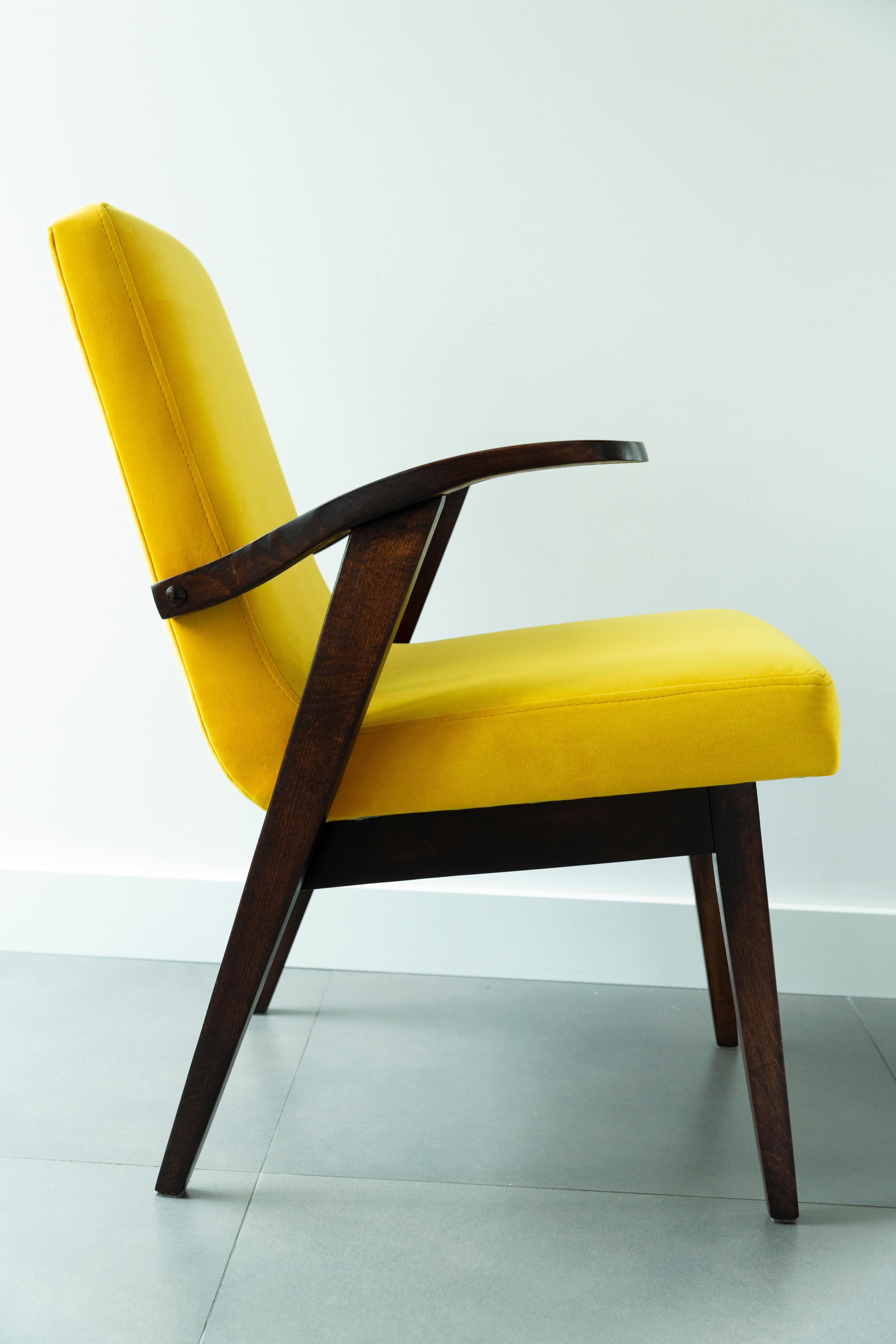 20th Century Vintage Yellow Armchair by Mieczyslaw Puchala, 1960s For Sale 2