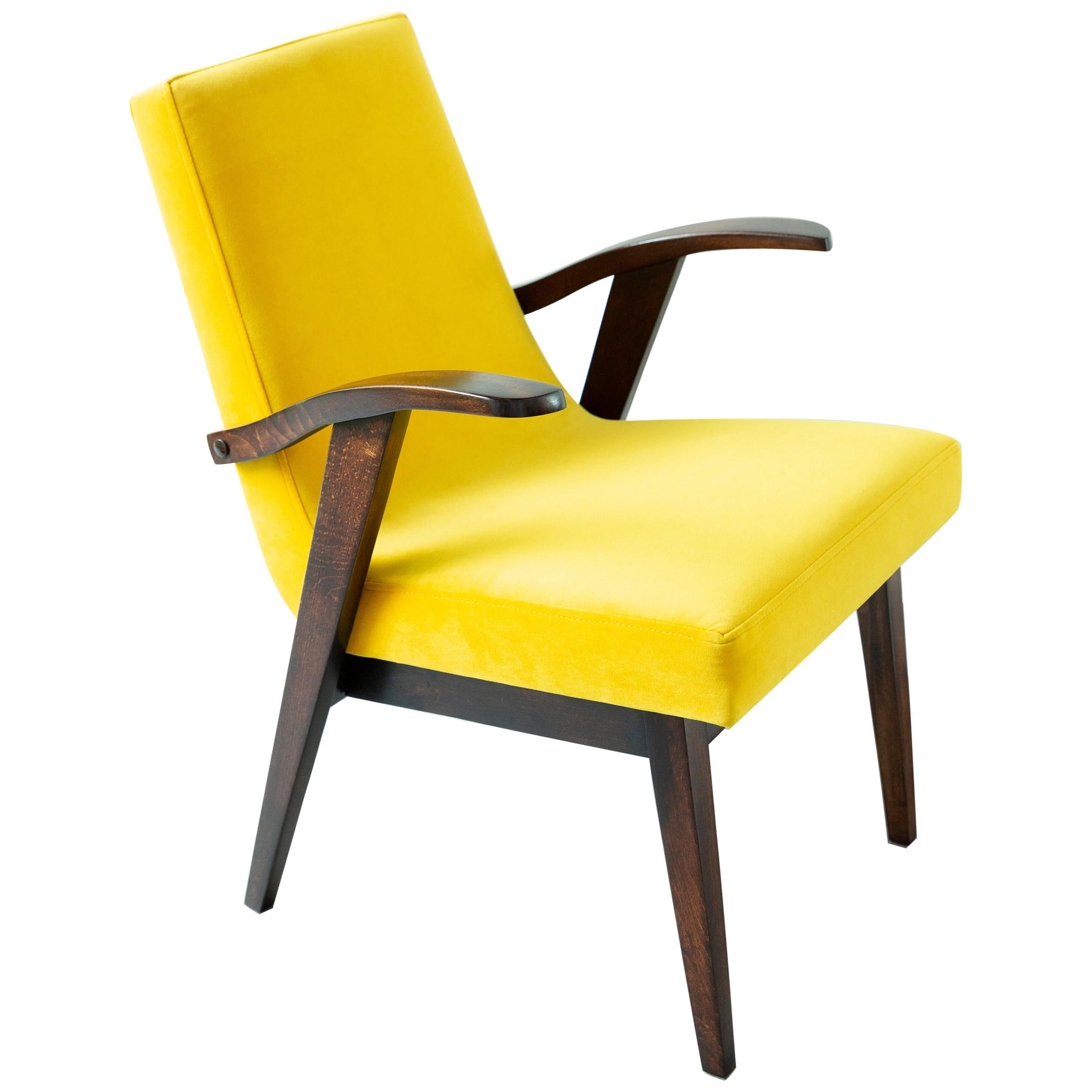 20th Century Vintage Yellow Armchair by Mieczyslaw Puchala, 1960s For Sale