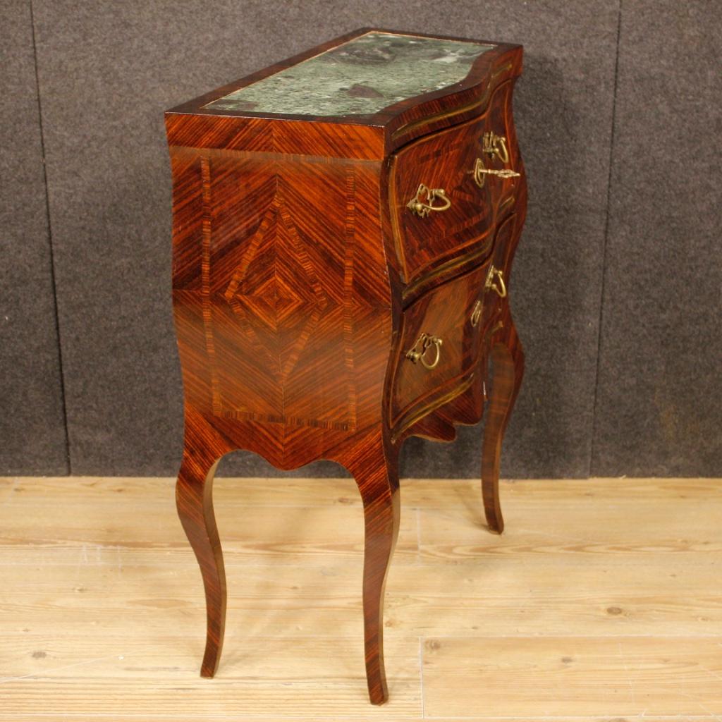 20th Century Violet Wood Inlaid Pair of Italian Bedside Tables, 1920 In Good Condition In Vicoforte, Piedmont