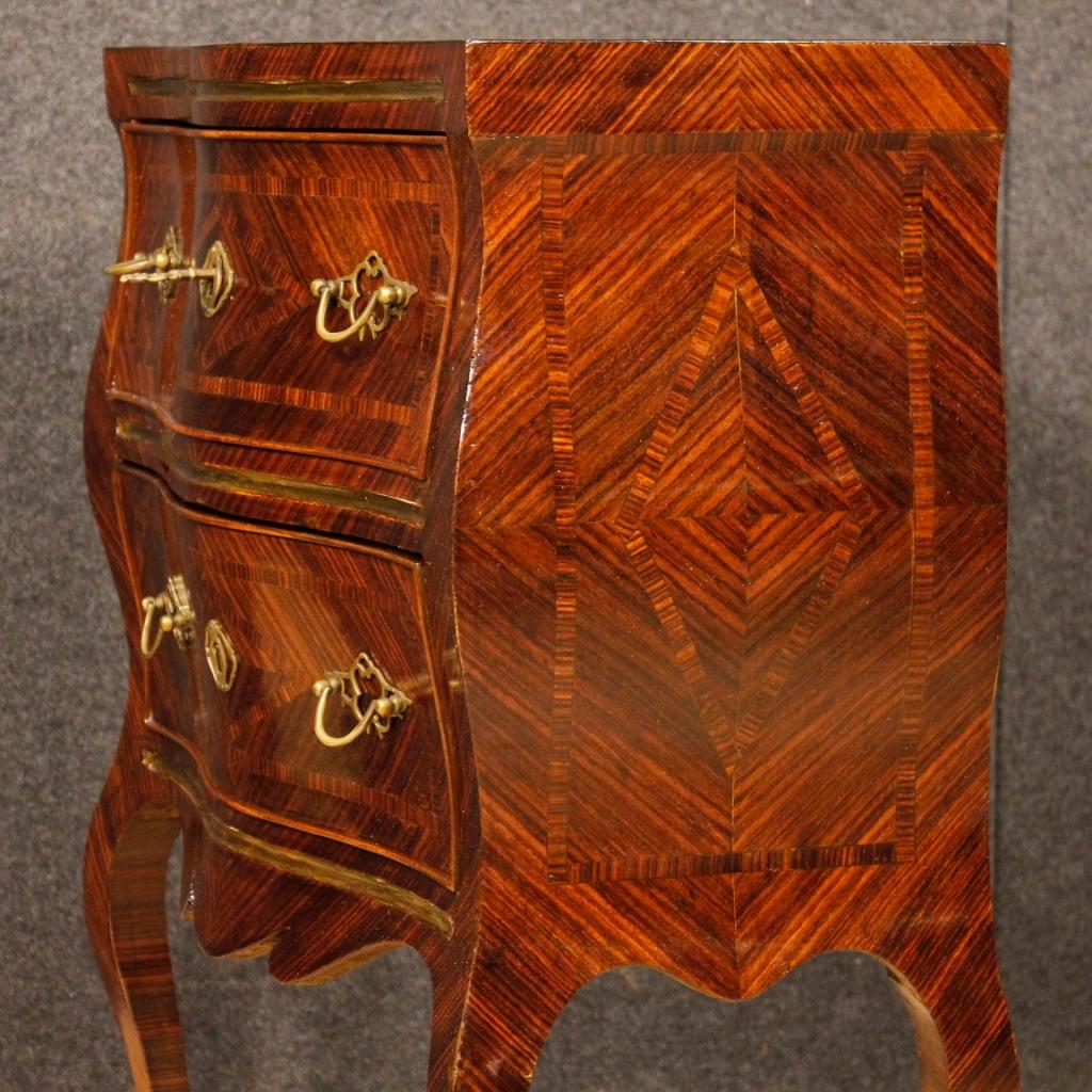20th Century Violet Wood Inlaid Pair of Italian Bedside Tables, 1920 1