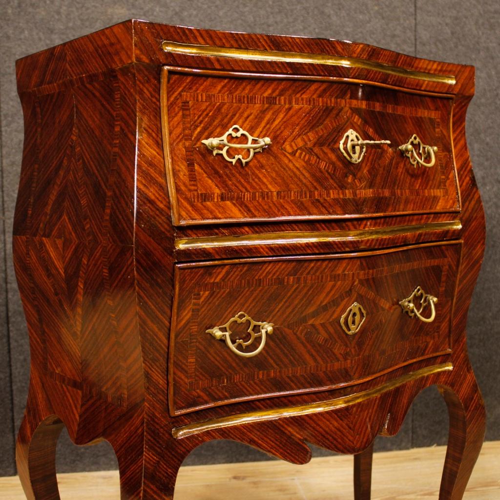 20th Century Violet Wood Inlaid Pair of Italian Bedside Tables, 1920 2