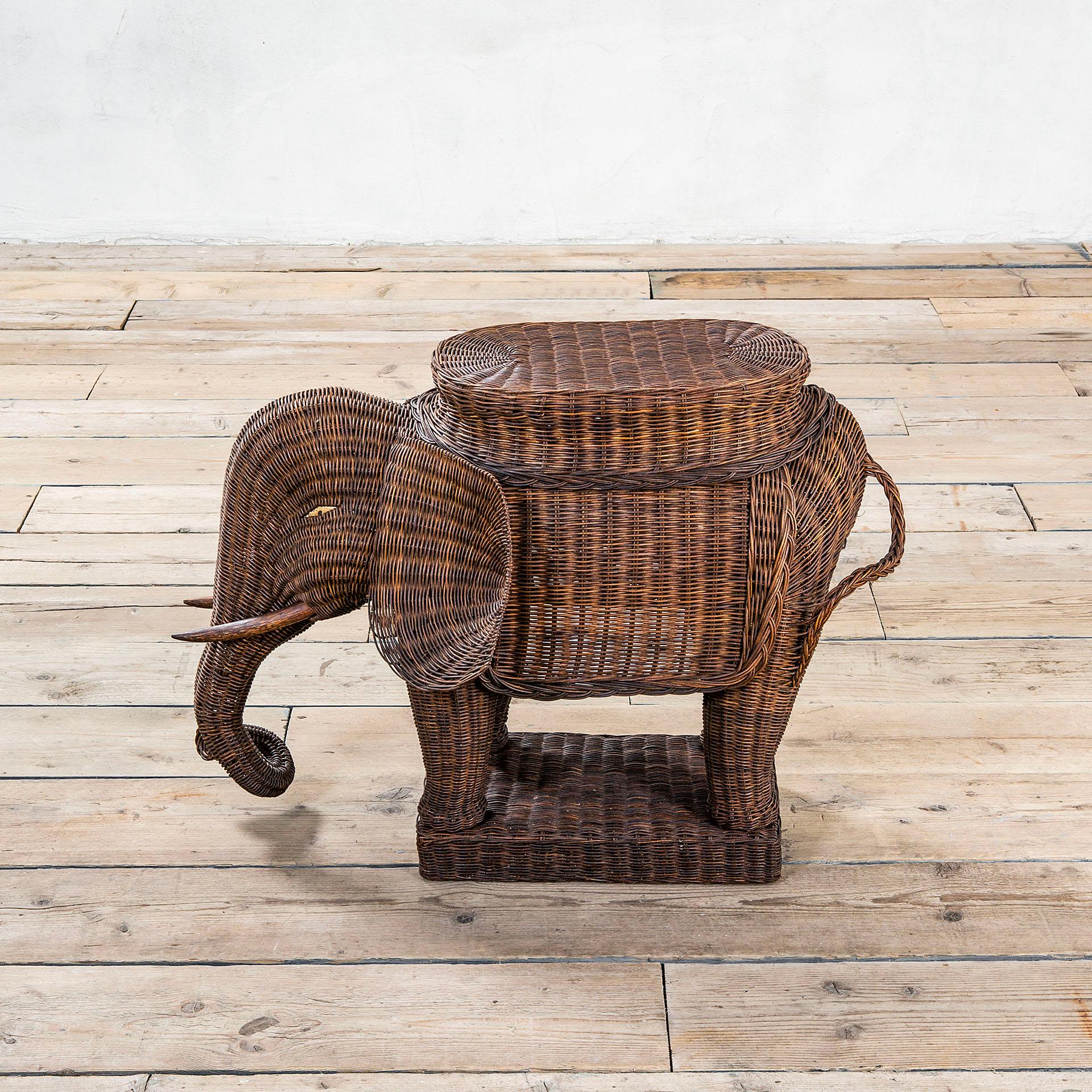 rattan elephant side table