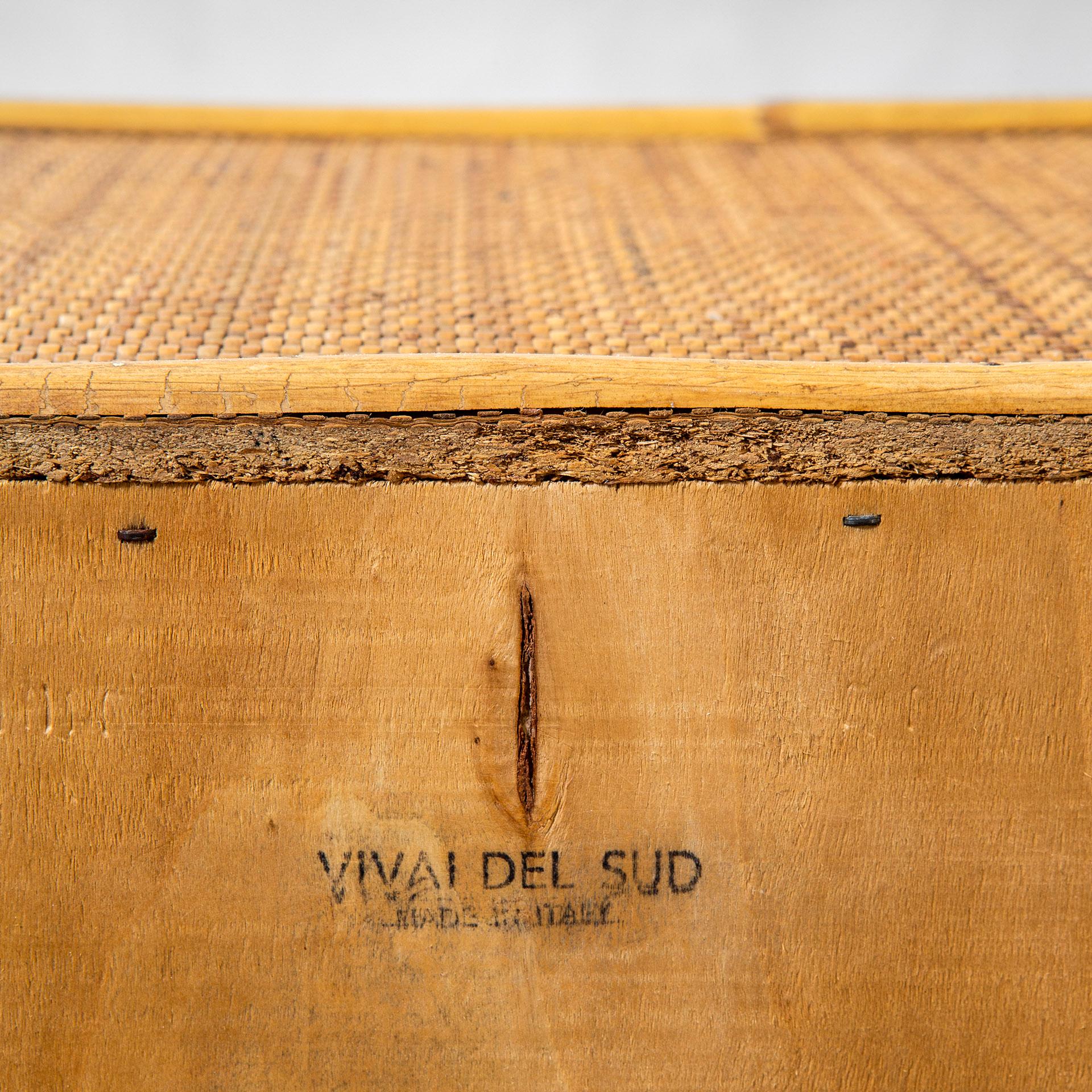 20th Century Vivai del Sud Pair of Night Tables in Bamboo and Wicker '60s For Sale 1