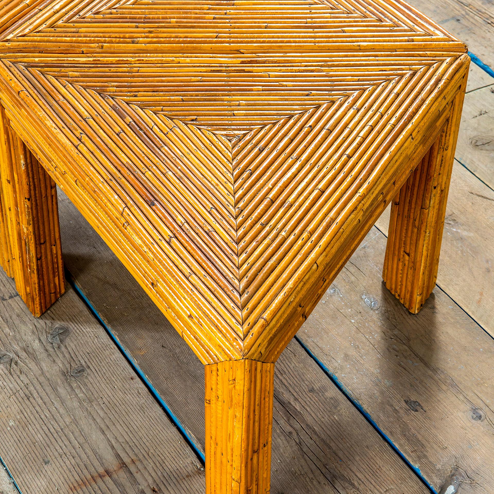 Mid-20th Century 20th Century Vivai del Sud Set of 3 Triangular Tables in Bamboo and Wicker '60s