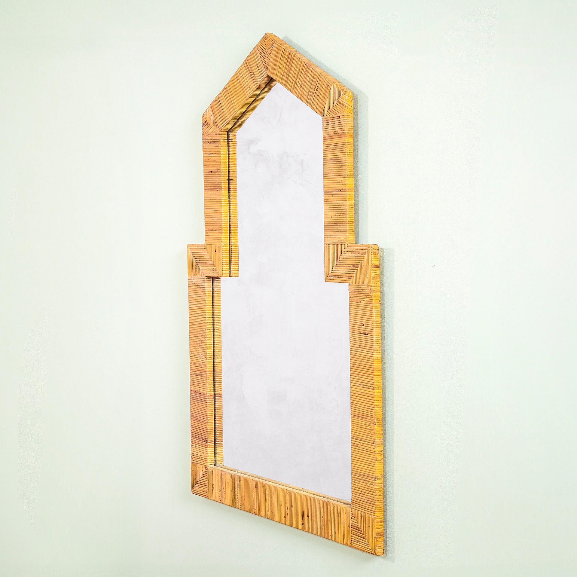 Mid-Century Modern 20th Century Nurseries Of The South Wall Mirror with frame entirely in bamboo For Sale