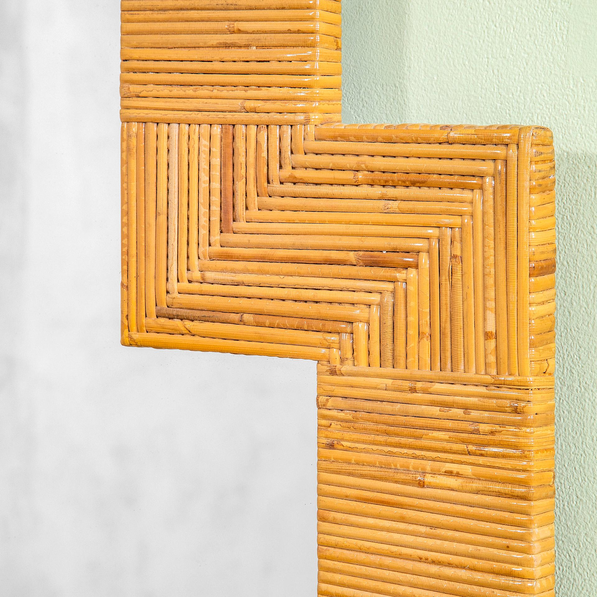 20. Jahrhundert Vivai Del Sud Wandspiegel mit Rahmen ganz aus Bambus (Italian) im Angebot