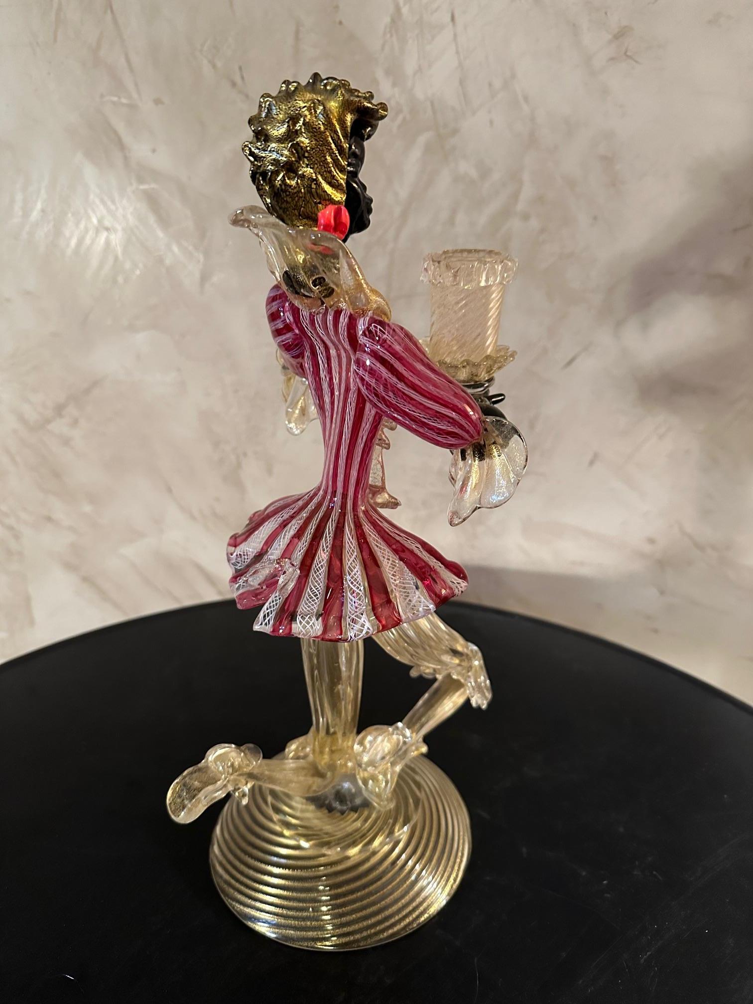20th century Vivarini Murano Glass Candle Holder, 1950s For Sale 5
