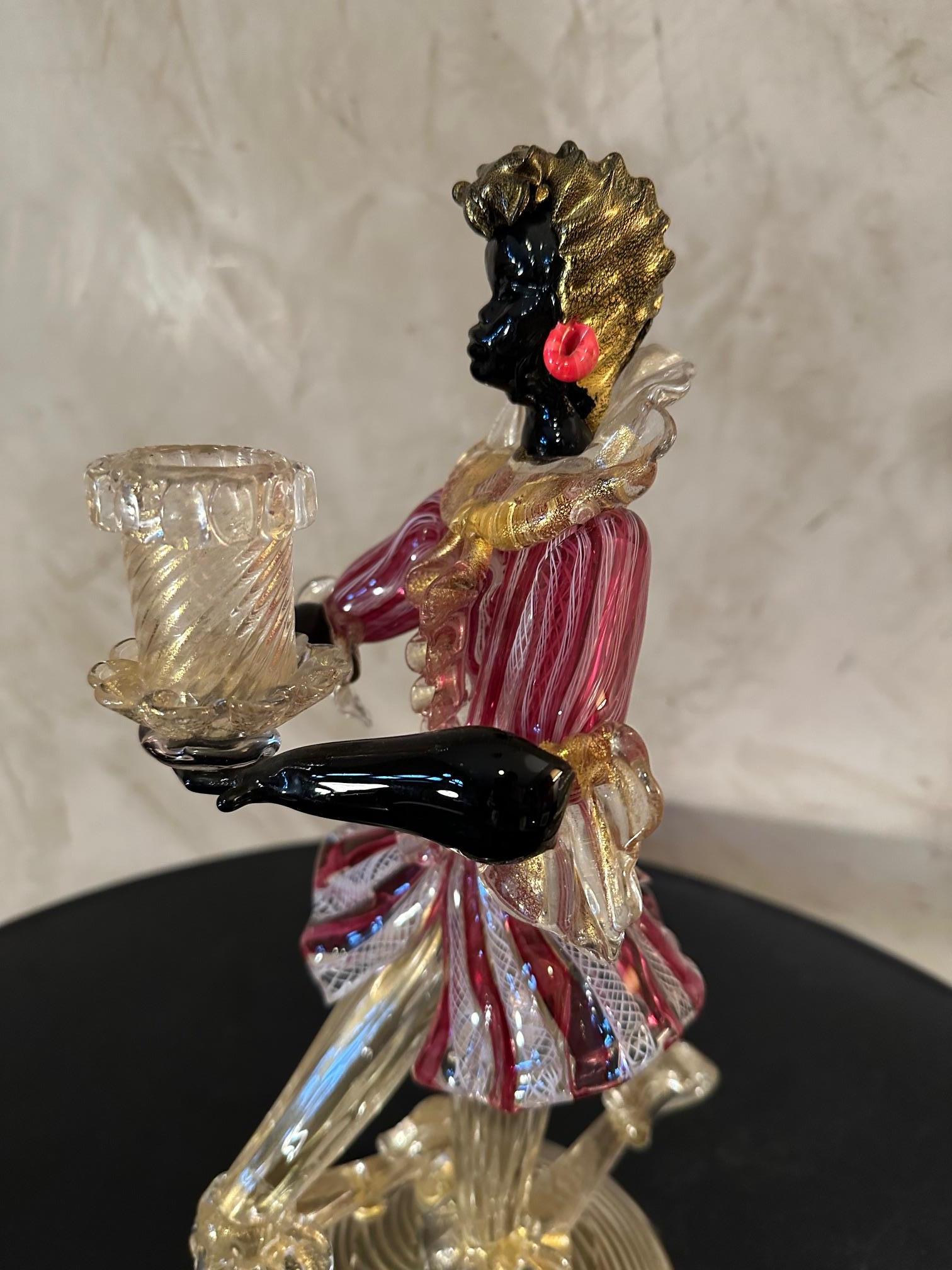 20th century Vivarini Murano Glass Candle Holder, 1950s For Sale 3
