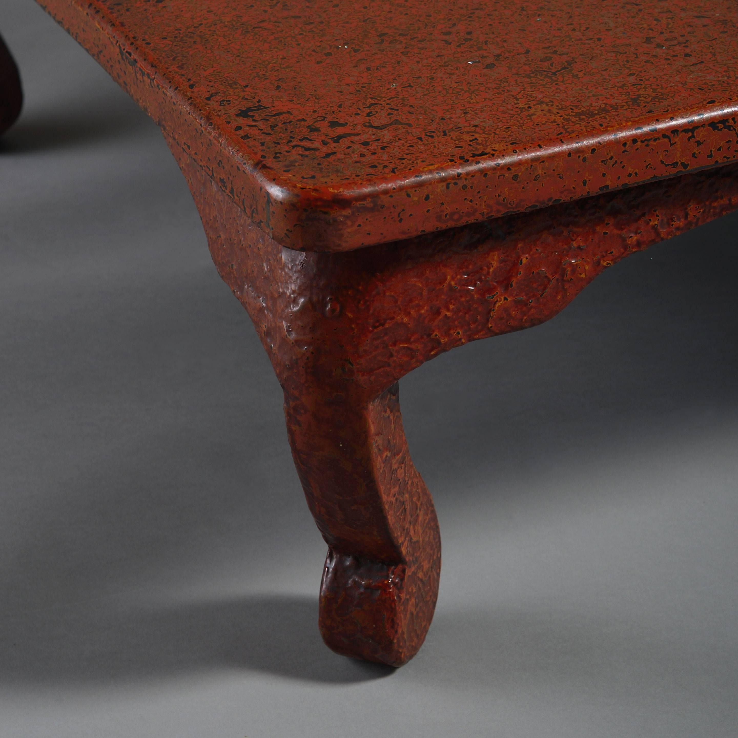 20th Century Wakasa-Nuri Red Lacquer Low Coffee Table In Good Condition In London, GB