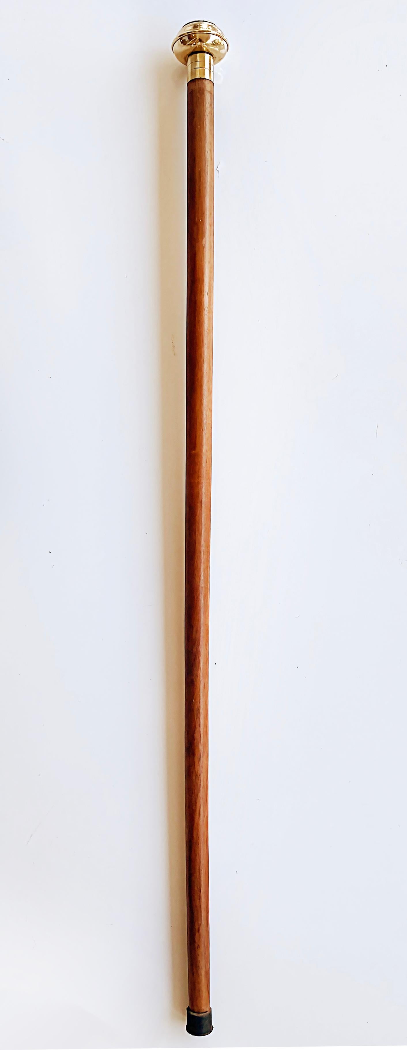 20th Century Walking Stick with Clock Handle and Wood Cane In Good Condition For Sale In Miami, FL