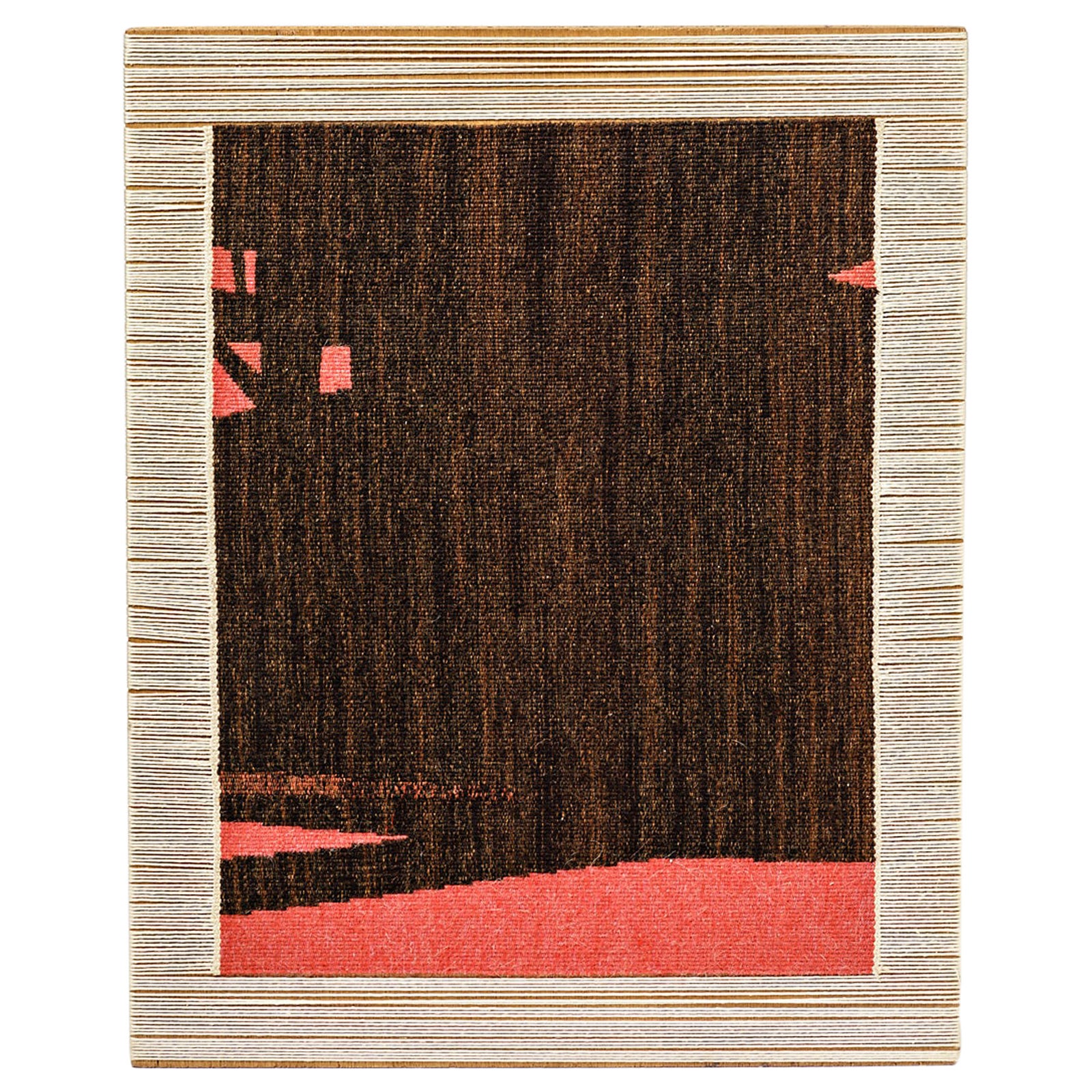 20th Century Wall Abstract Black and Red Wool Tapestry by Sautour-Gaillard