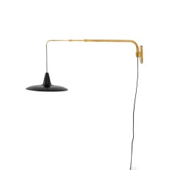 20th Century Wall Extendable Wall Lamp with Brass Arm and Aluminum Diffuser