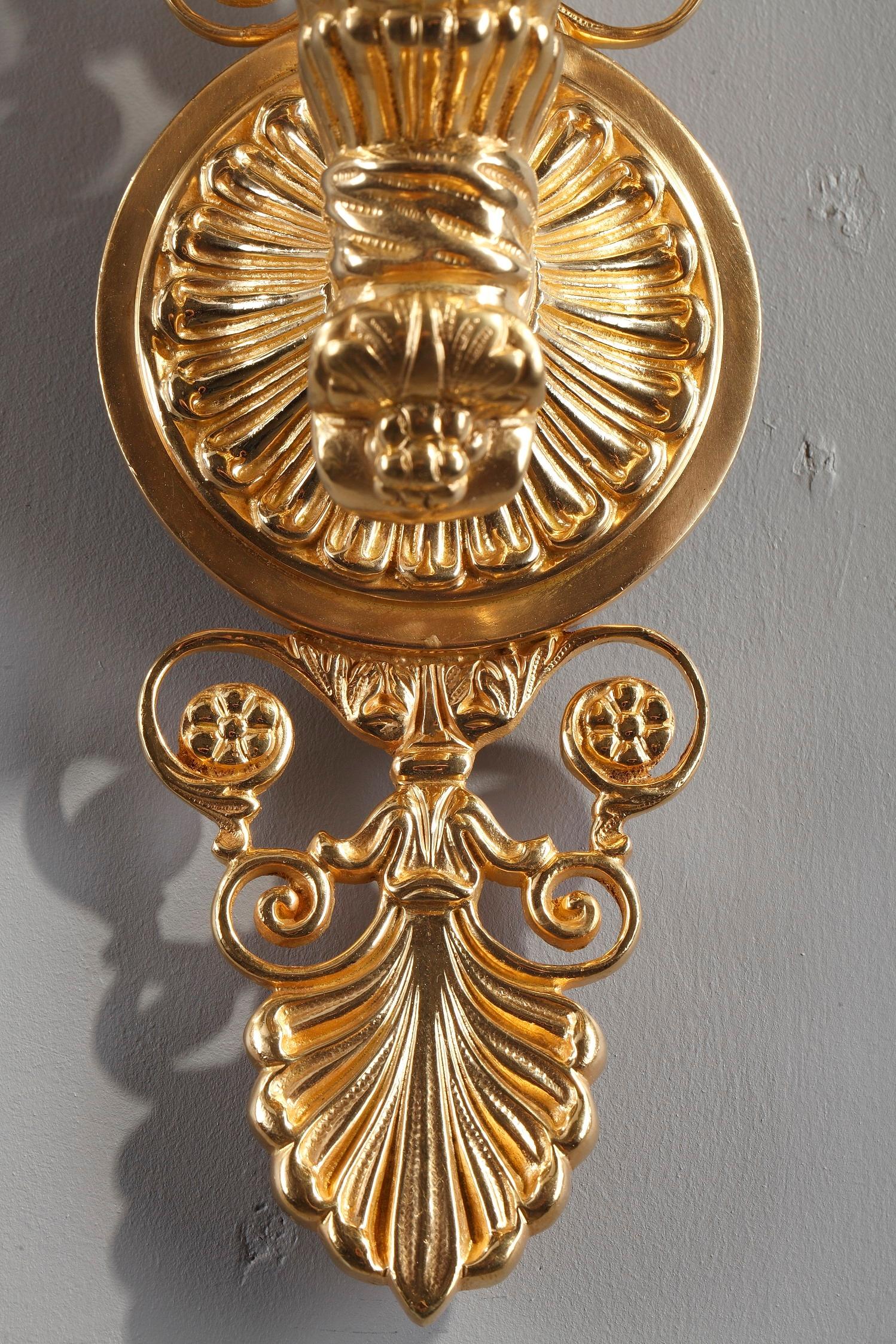 Gilt 20th Century Wall Sconces in Charles X Style For Sale