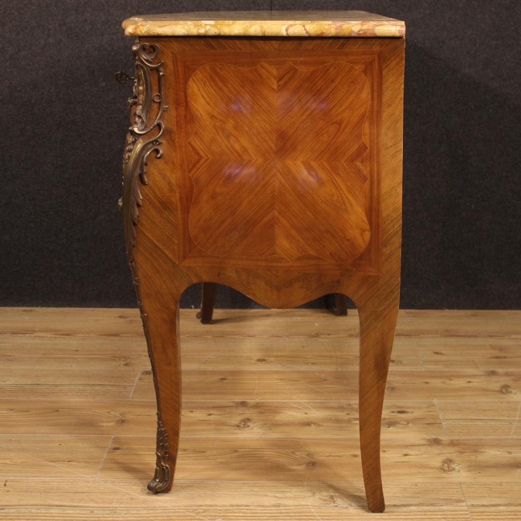 20th Century Walnut and Boxwood Inlaid with Marble-Top French Louis XV Dresser 6