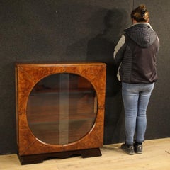 20th Century Walnut and Burl Wood Italian Display Cabinet, 1930s