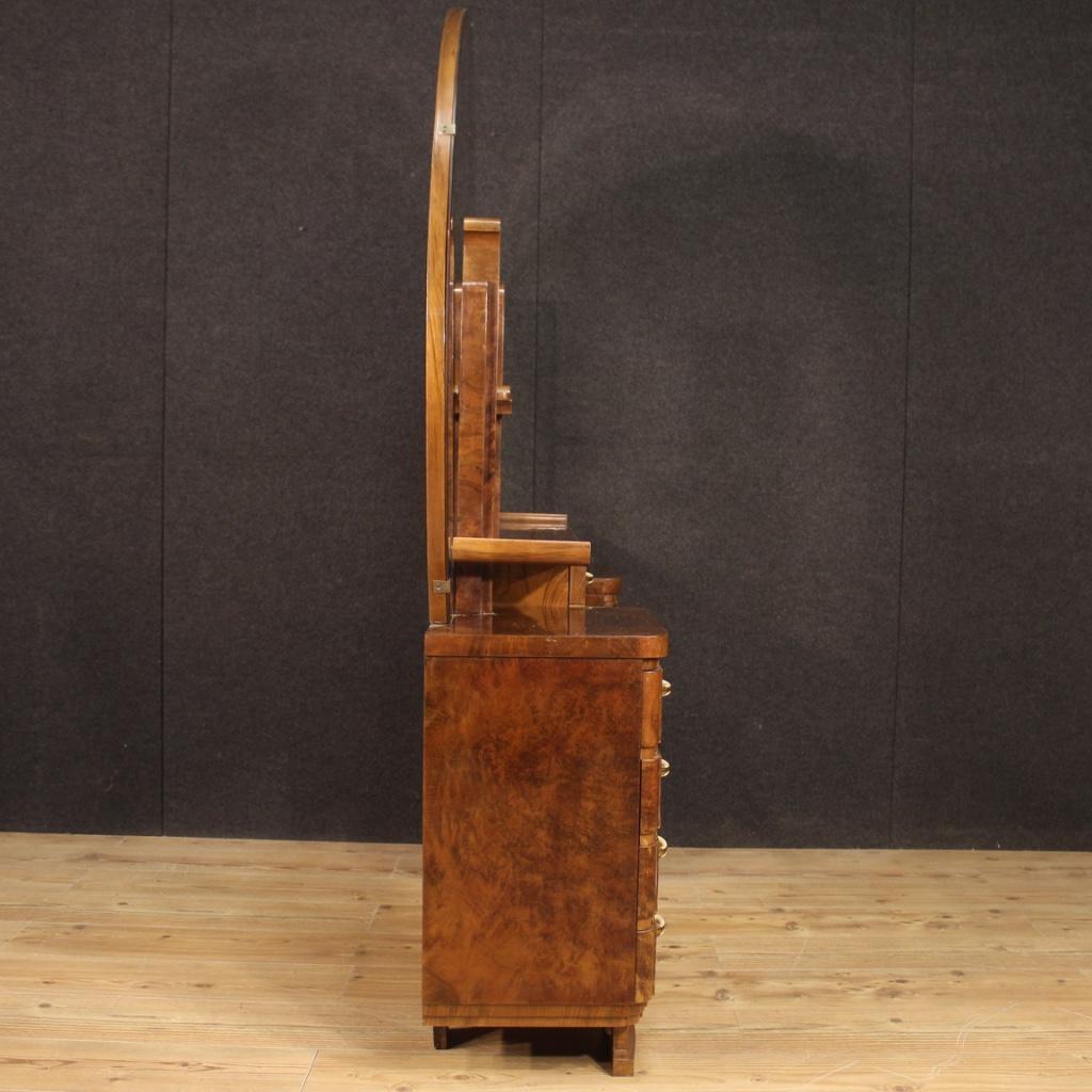 20th Century Walnut and Burl Wood Italian Dressing Table, 1950 9