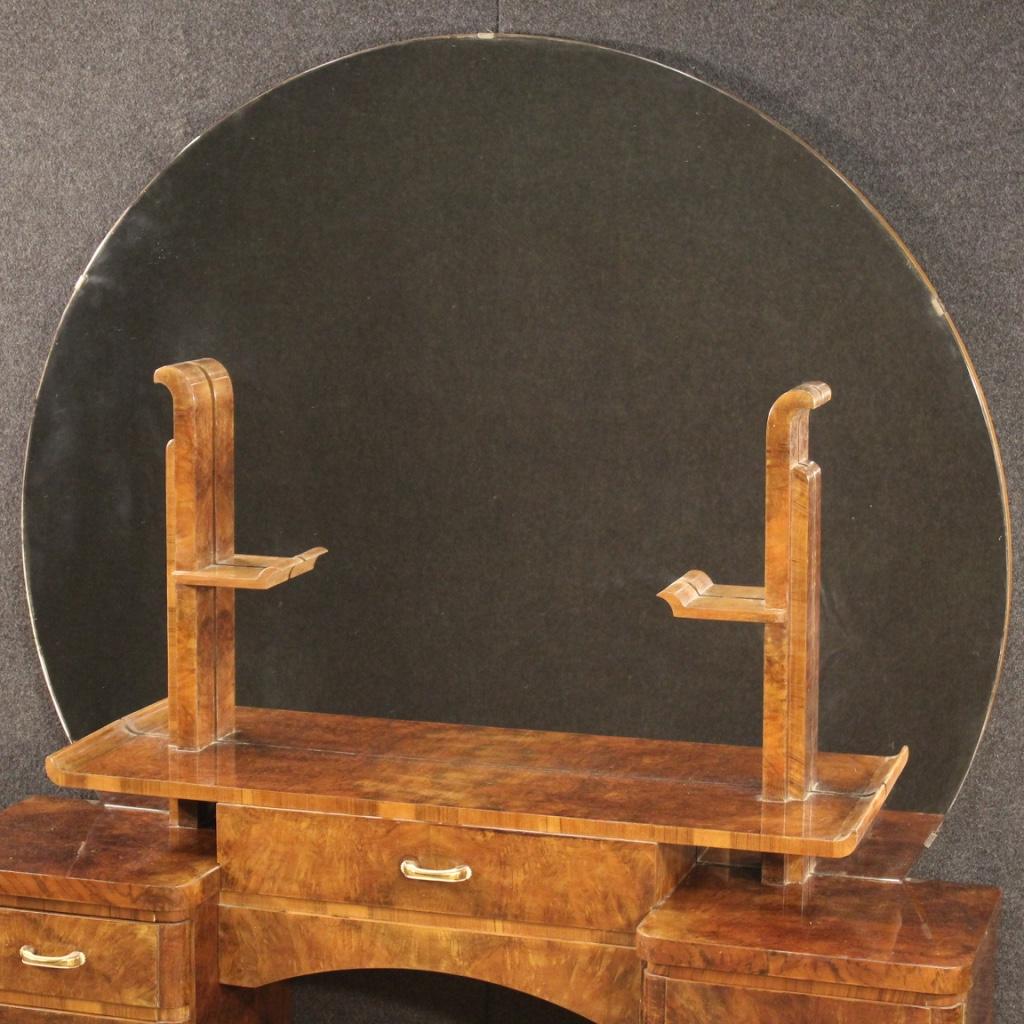 20th Century Walnut and Burl Wood Italian Dressing Table, 1950 In Good Condition In Vicoforte, Piedmont