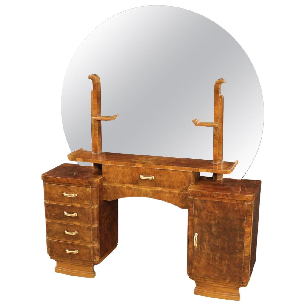 20th Century Walnut and Burl Wood Italian Dressing Table, 1950