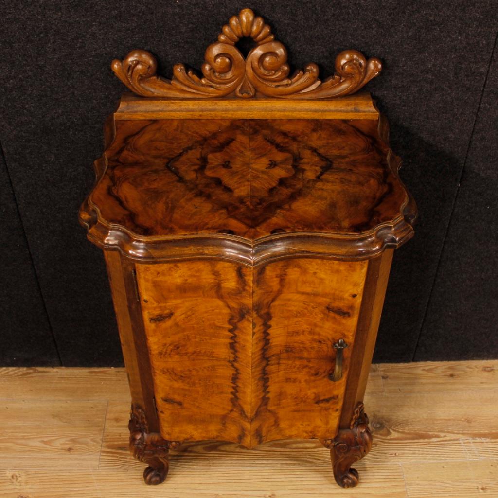 20th Century Walnut and Burl Wood Italian Pair of Bedside Tables, 1960 6