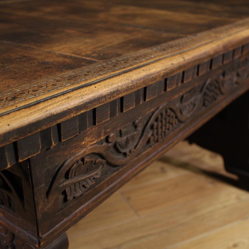20th Century Walnut and Fruitwood Rustic Style Italian Writing Desk, 1950 in vendita 3