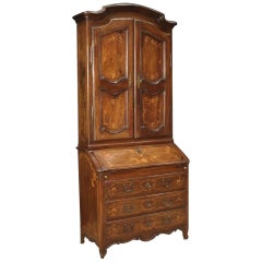 Vintage 20th Century Walnut and Maple Wood Italian Louis XV Style Trumeau Desk, 1930