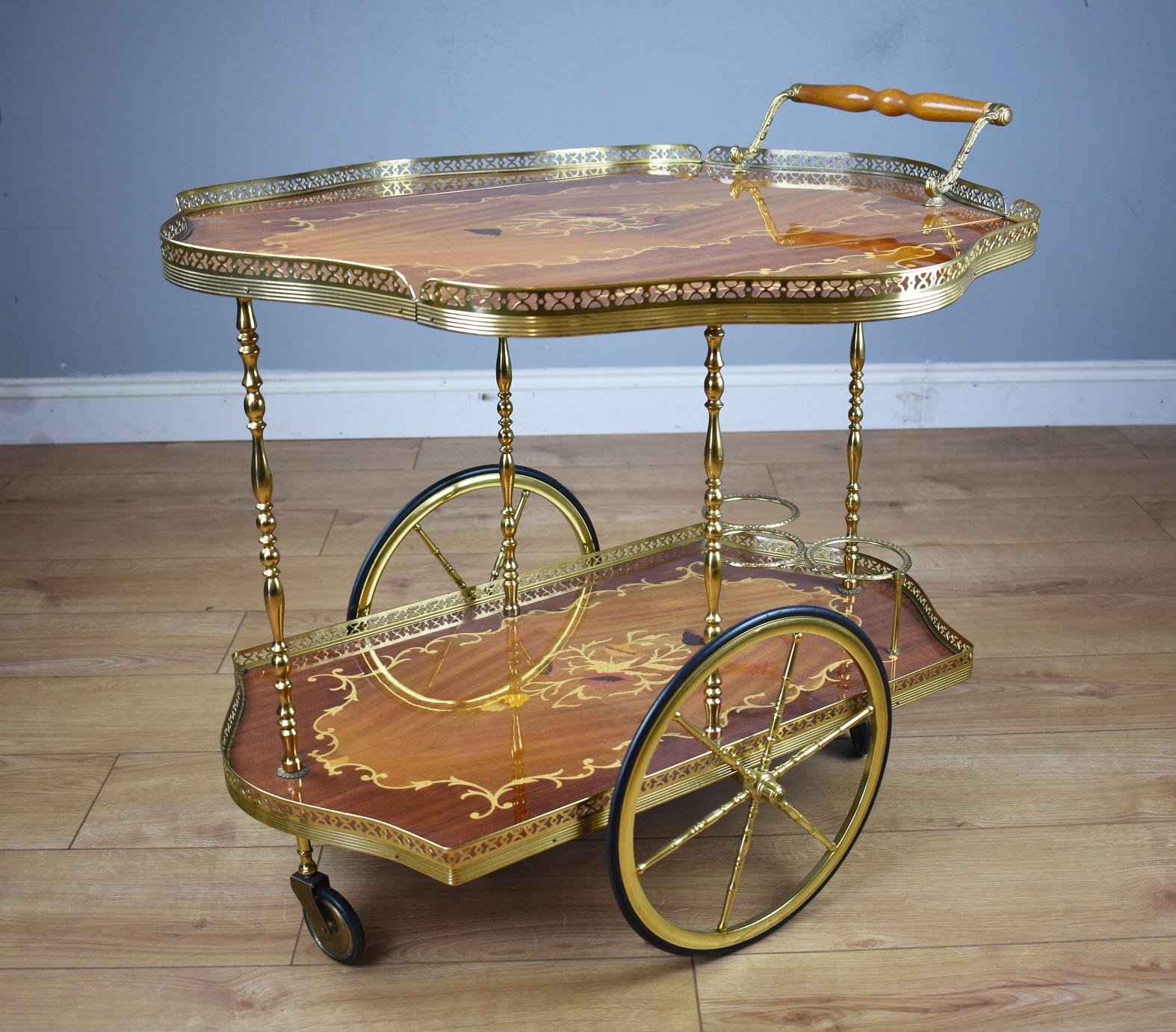 20th Century Walnut and Marquetry Drinks Trolley by H&L Epstein In Excellent Condition In Chelmsford, Essex