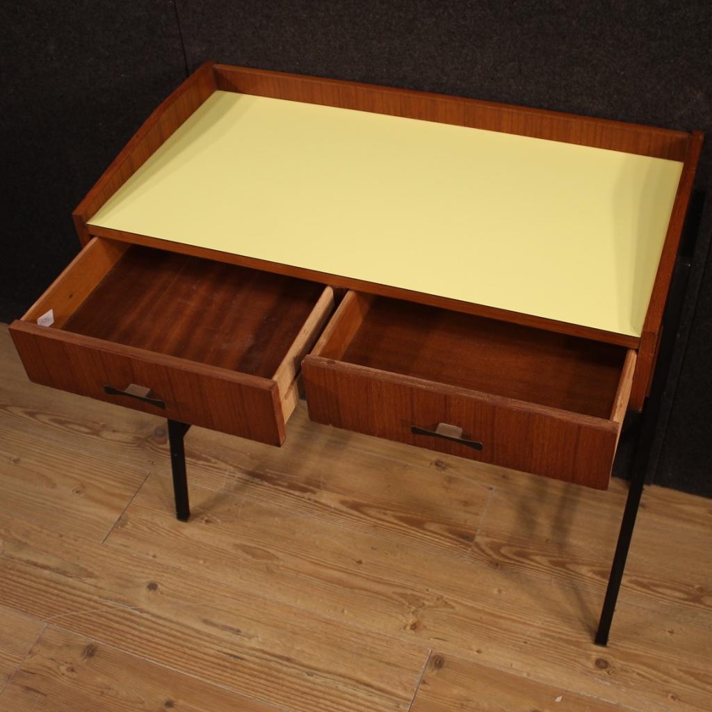 20th Century Walnut and Metal Italian Design Writing Desk, 1970 4