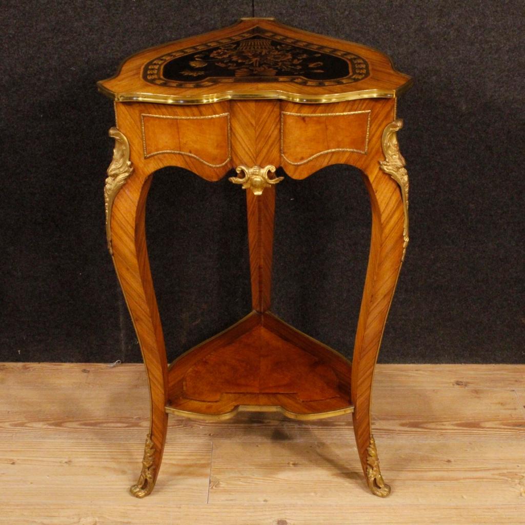 Mid-20th Century 20th Century Walnut and Rosewood French Louis XV Style Side Table, 1960