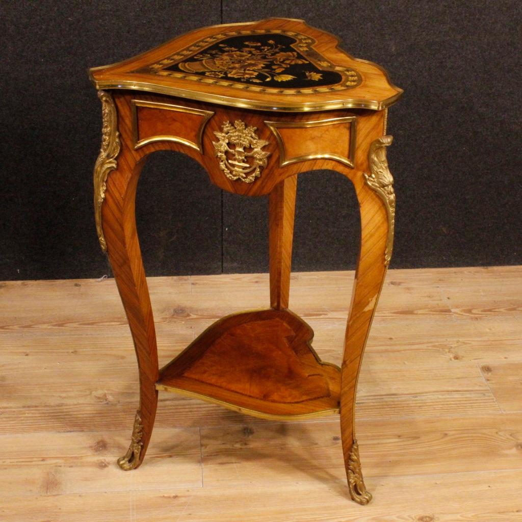 20th Century Walnut and Rosewood French Louis XV Style Side Table, 1960 3