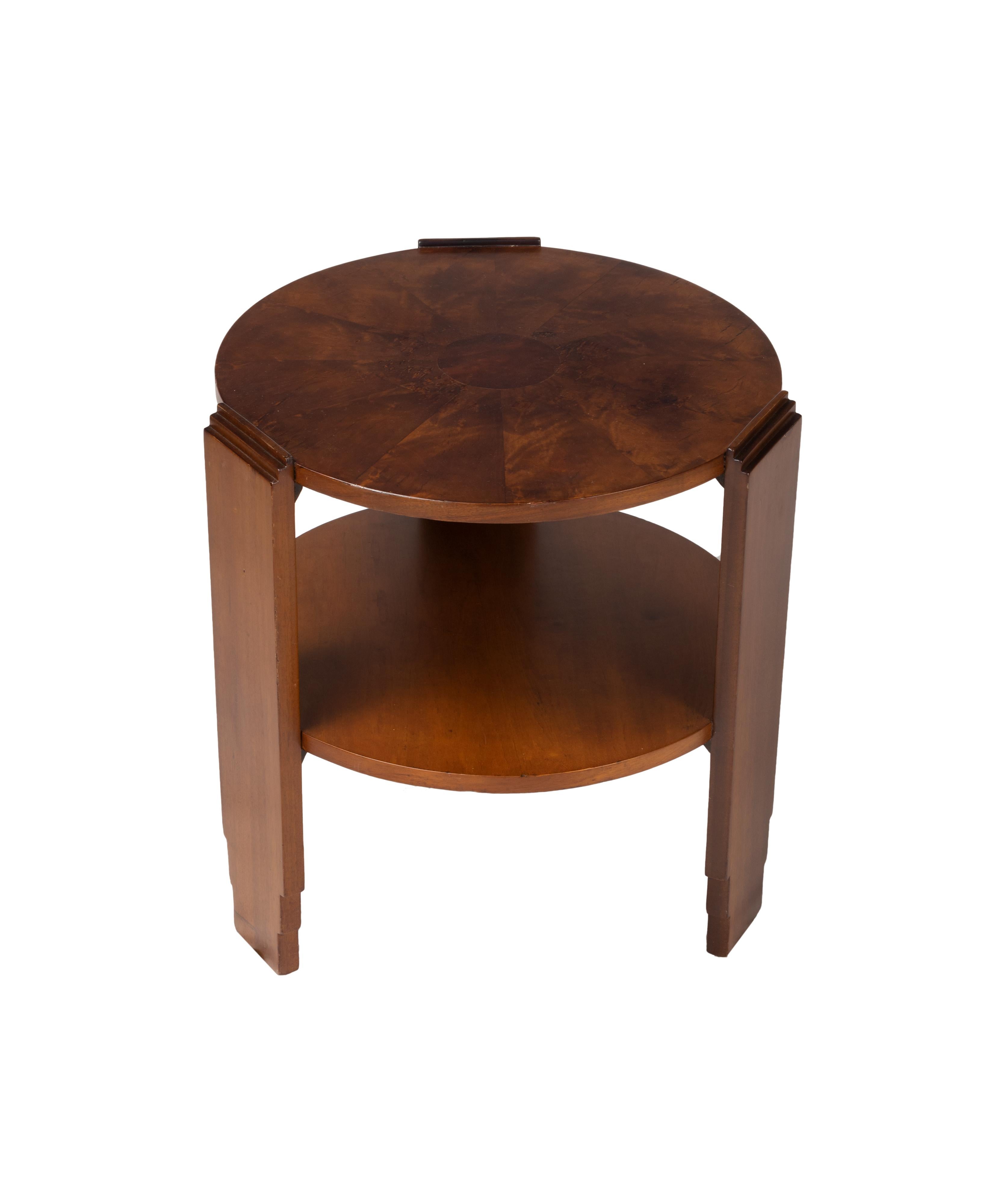French 20th Century Walnut Art Deco Center Table  For Sale
