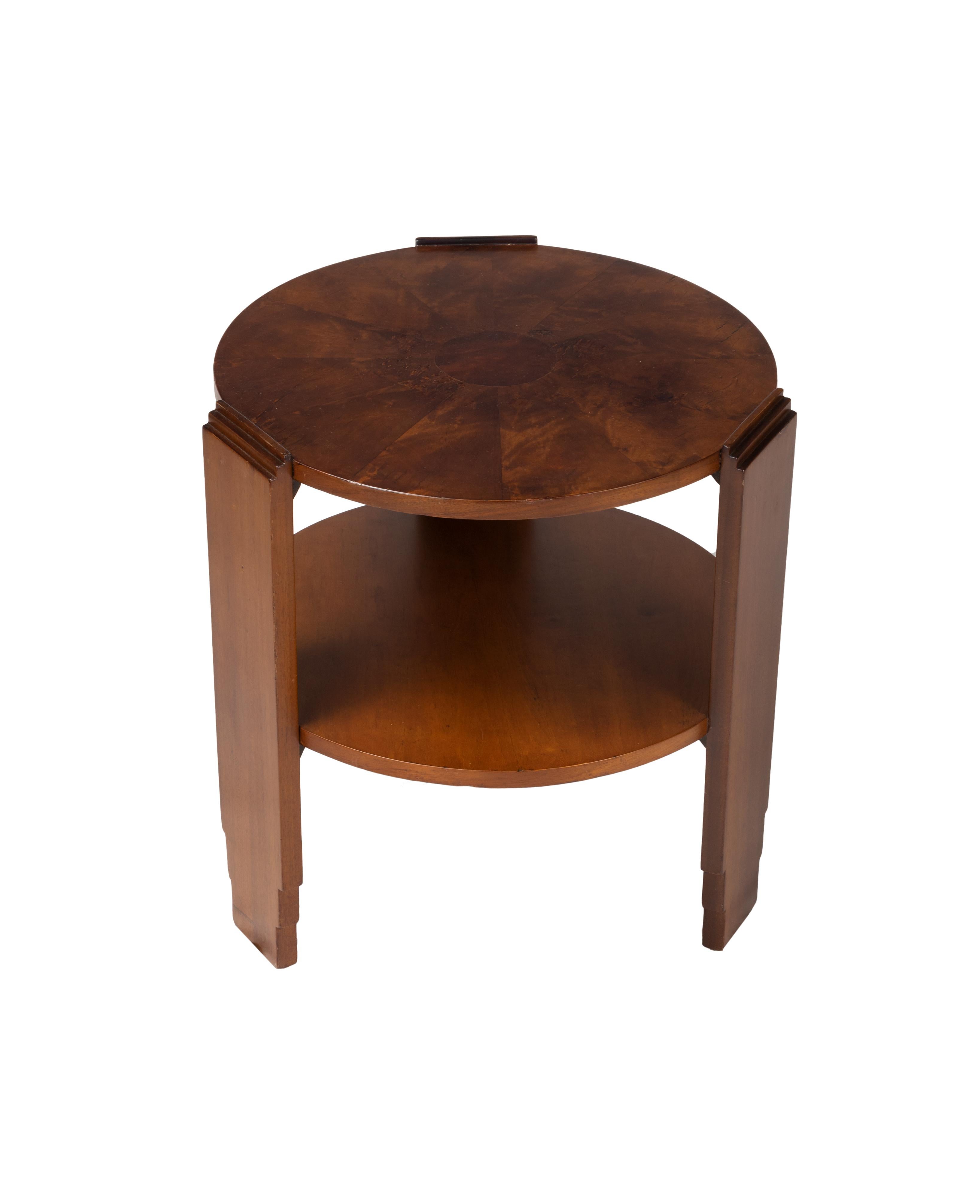 French Walnut Art Deco Center Table, 20th Century For Sale
