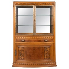 20th Century Walnut Art Deco Display Vitrine Cabinet